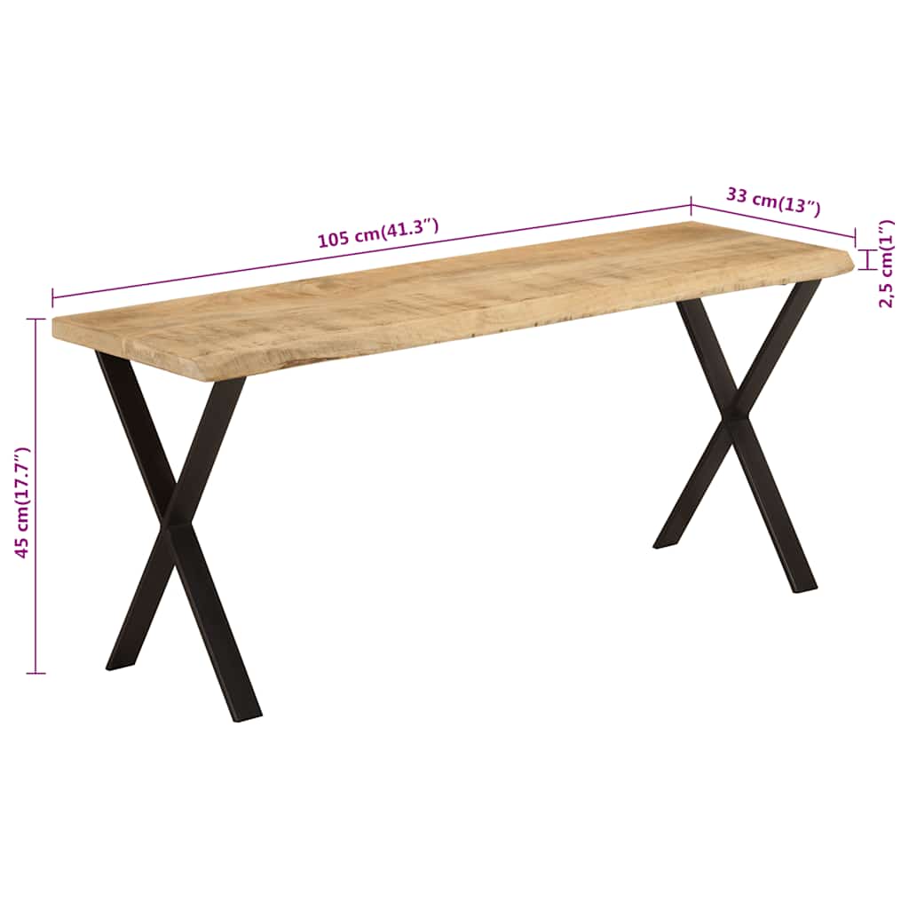 Bank Baumkante 105 cm Massivholz Mango