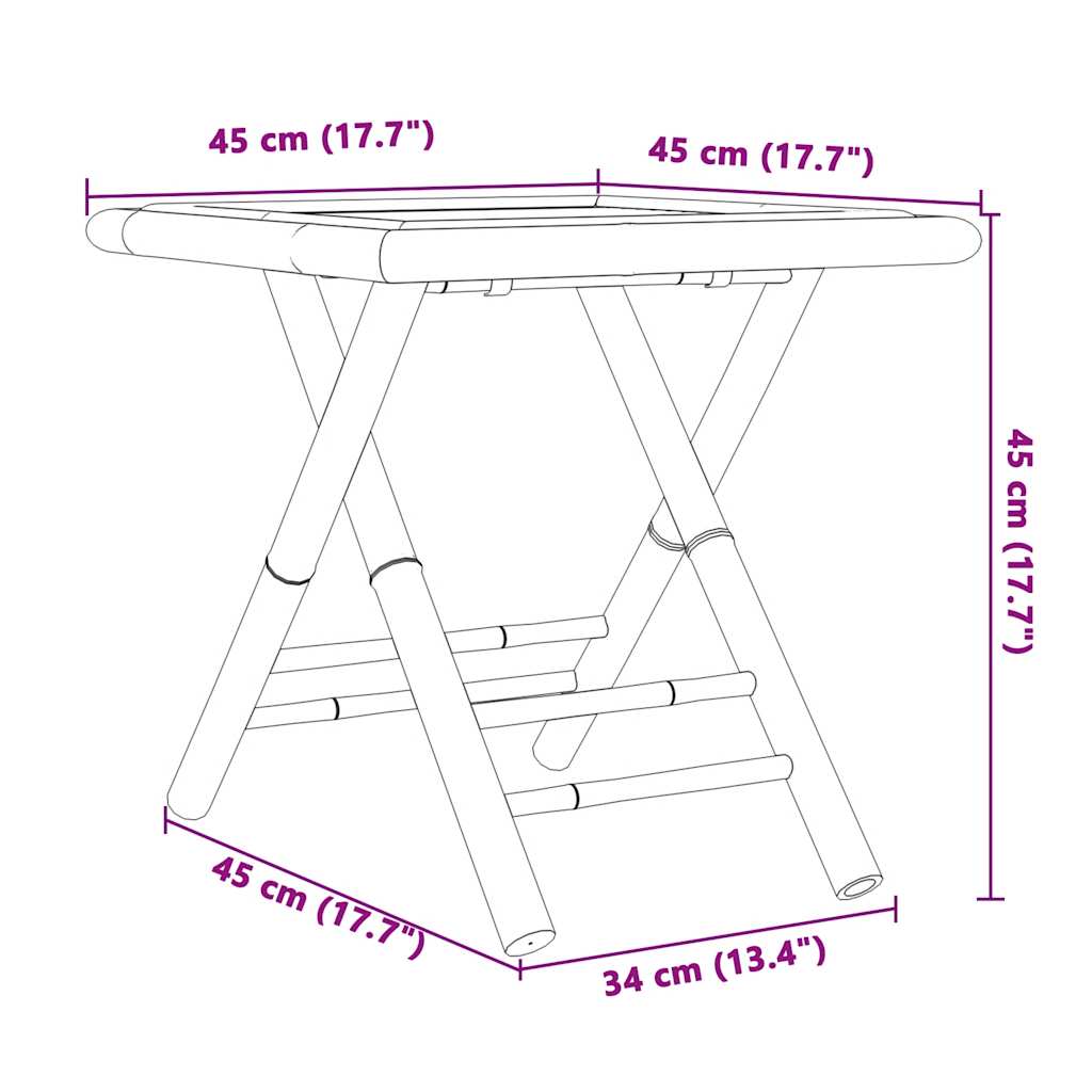 3-tlg. Bistro-Set Klappbar mit Cremeweißen Kissen Bambus