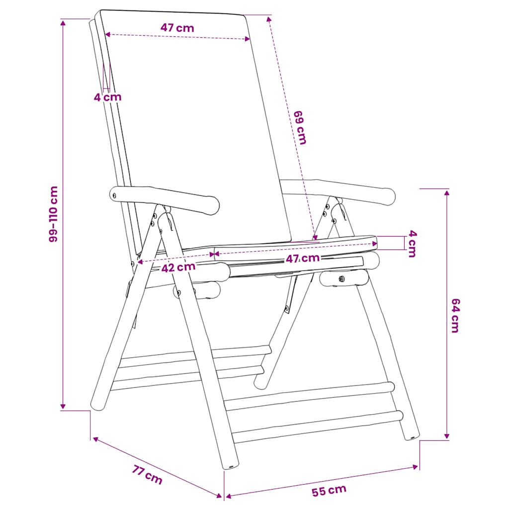 3-tlg. Bistro-Set Klappbar mit Dunkelgrauen Kissen Bambus