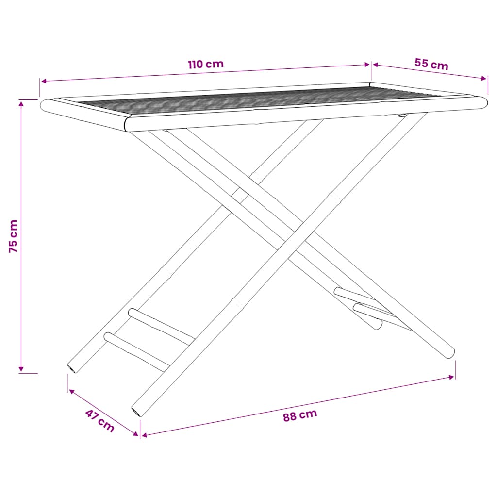 5-tlg. Bistro-Set Klappbar mit Cremeweißen Kissen Bambus