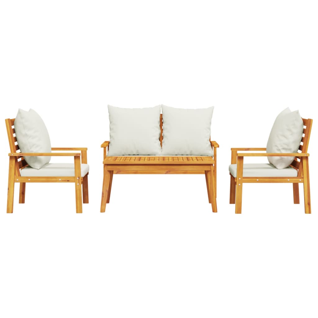 4-tlg. Garten-Lounge-Set mit Kissen Massivholz Akazie