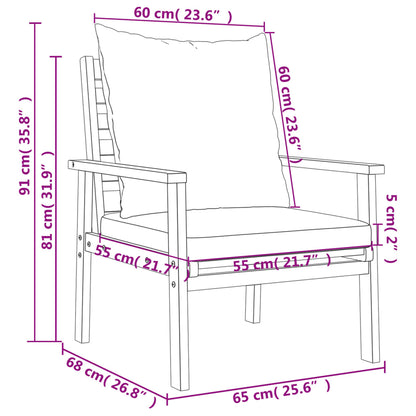 4-tlg. Garten-Lounge-Set mit Kissen Massivholz Akazie