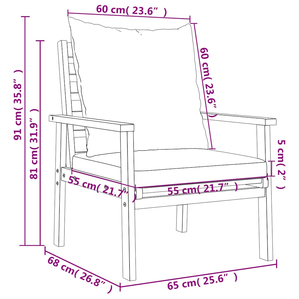 5-tlg. Garten-Lounge-Set mit Kissen Massivholz Akazie