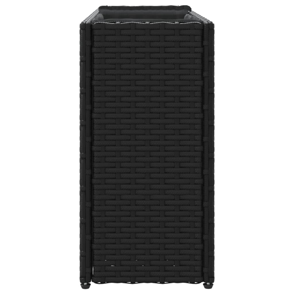 Pflanzkübel mit 2 Töpfen 2 Stk. Schwarz 90x20x40 cm Poly Rattan