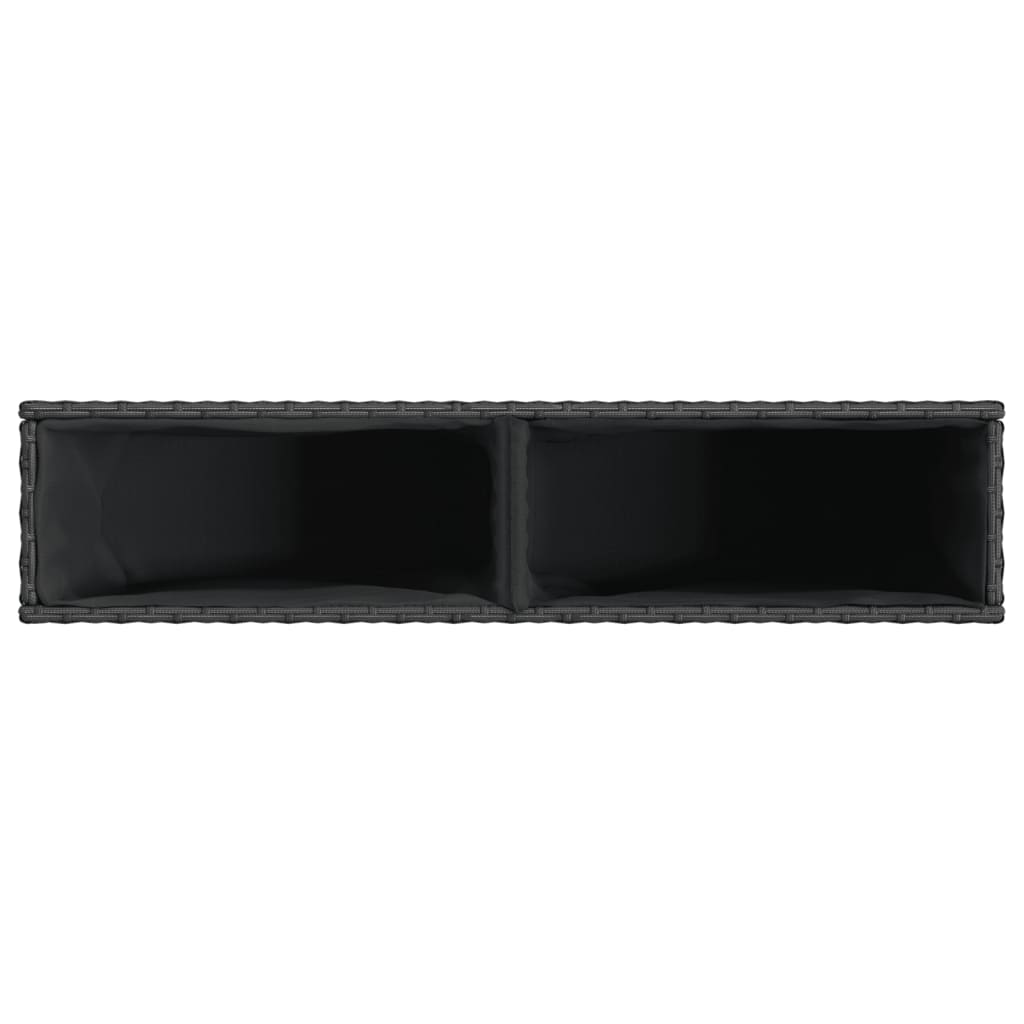 Pflanzkübel mit 2 Töpfen 2 Stk. Schwarz 90x20x40 cm Poly Rattan