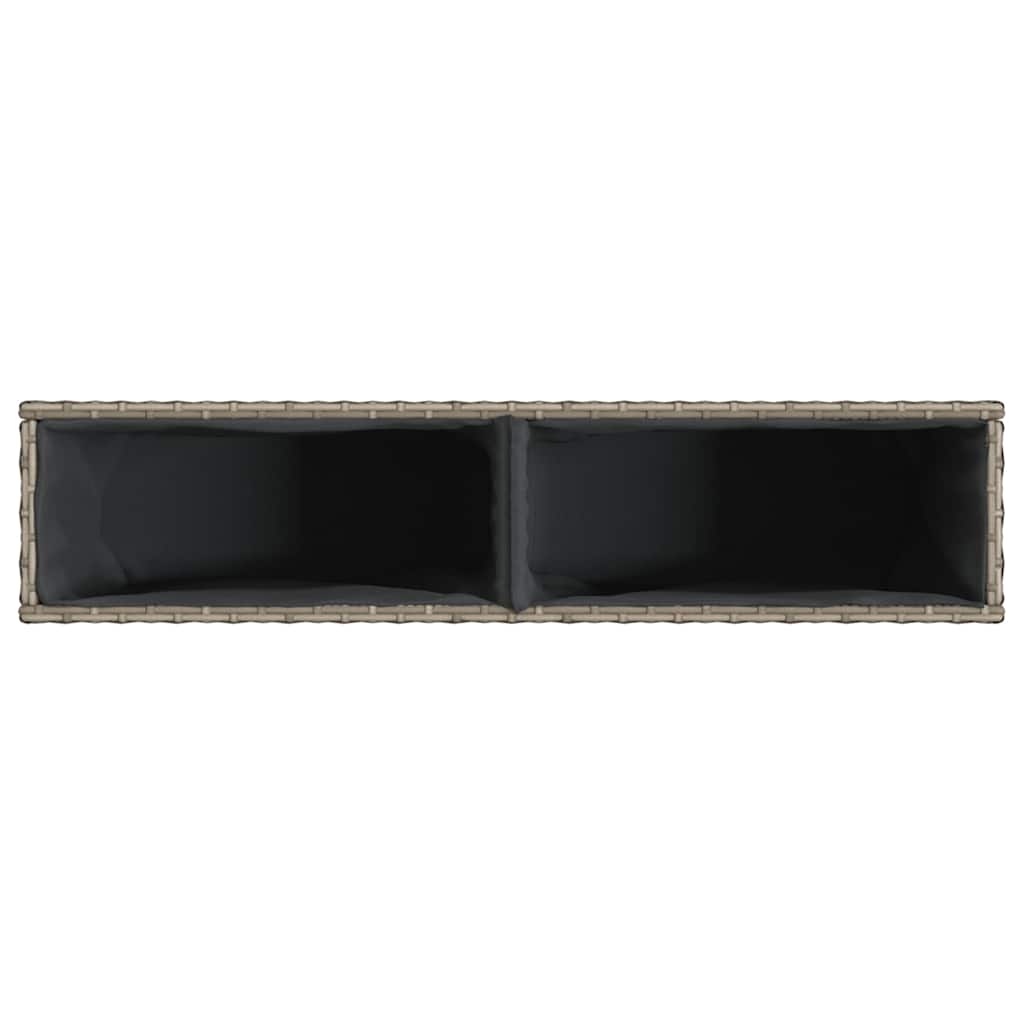 Pflanzkübel mit 2 Töpfen 2 Stk. Grau 90x20x40 cm Poly Rattan