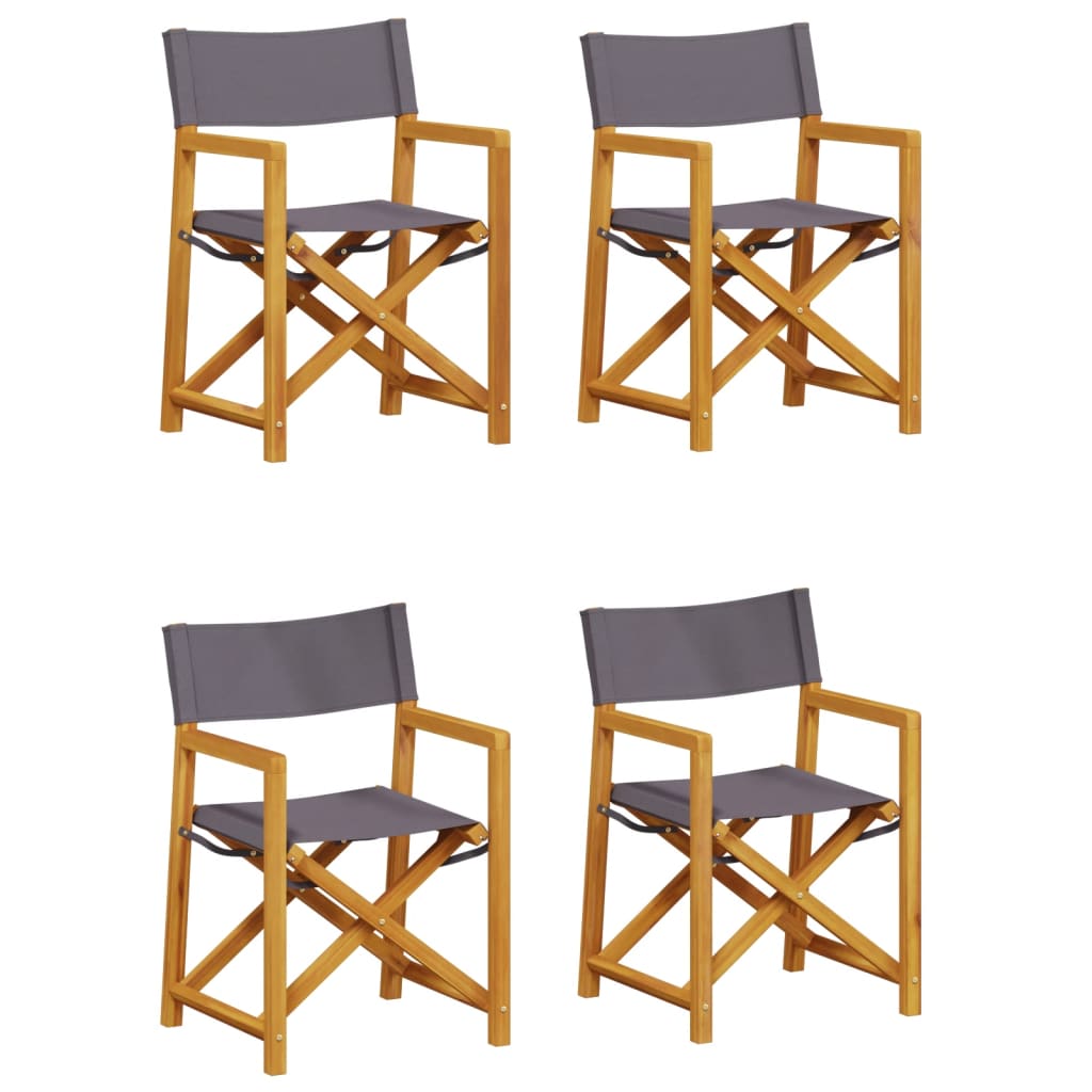 4-teiliges Klappstuhl-Set, dunkelgrauer Stoff