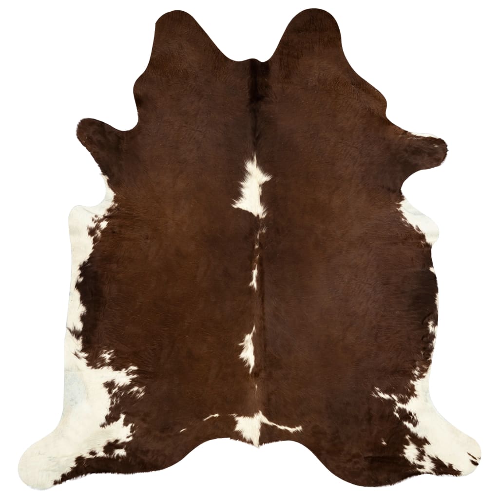 Genuine Cowhide Leather Rug Brown and White 180x220 cm
