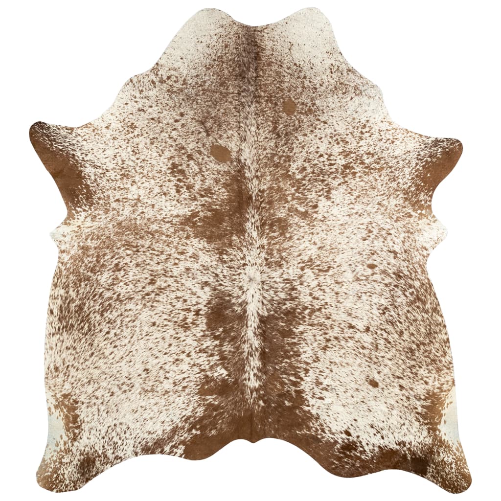 Genuine Cowhide Leather Rug Brown and White 180x220 cm