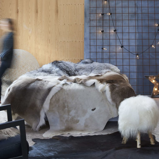 Genuine Cowhide Leather Rug Brown and White 180x220 cm