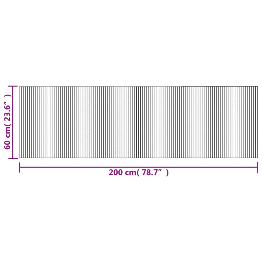 Teppich Rechteckig Schwarz 60x200 cm Bambus
