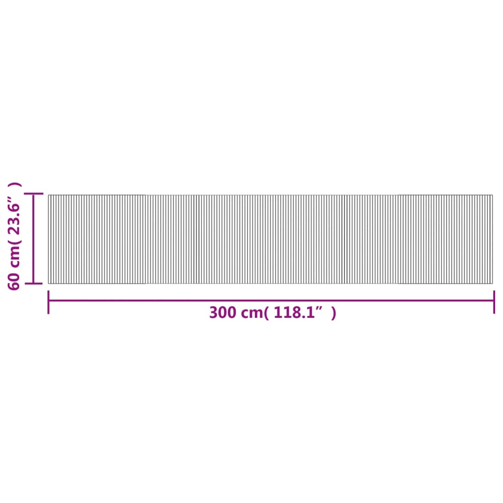 Teppich Rechteckig Schwarz 60x300 cm Bambus