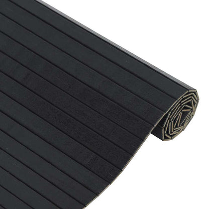 Teppich Rechteckig Schwarz 100x100 cm Bambus