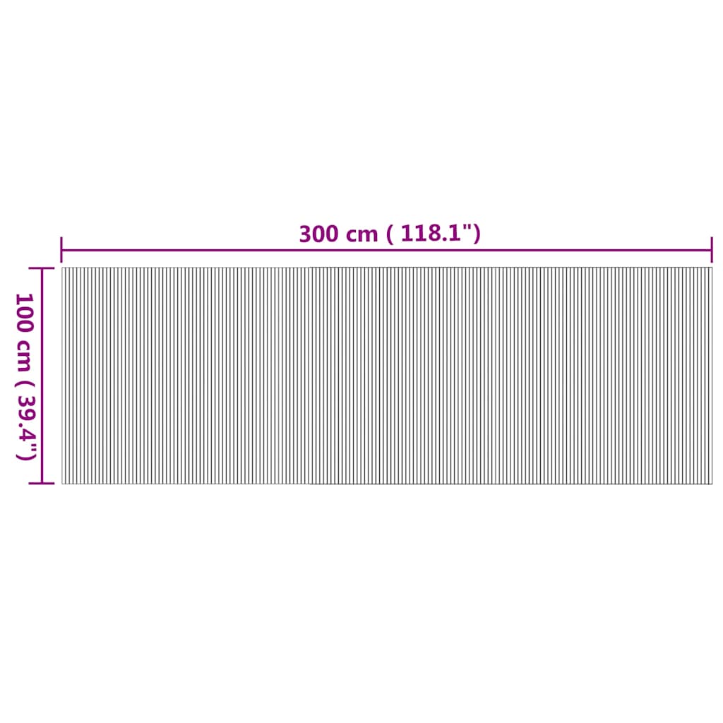 Teppich Rechteckig Natur 100x300 cm Bambus