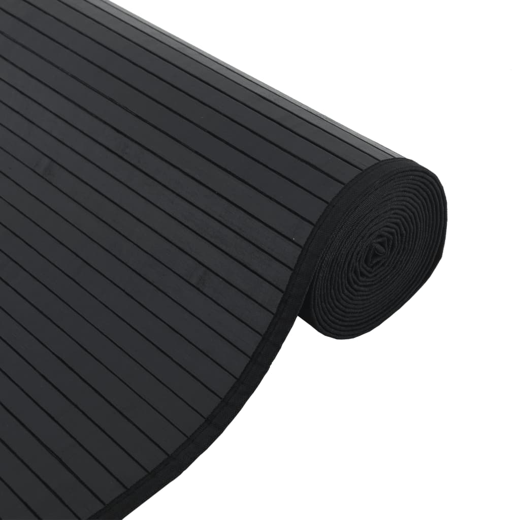 Teppich Rechteckig Schwarz 60x200 cm Bambus