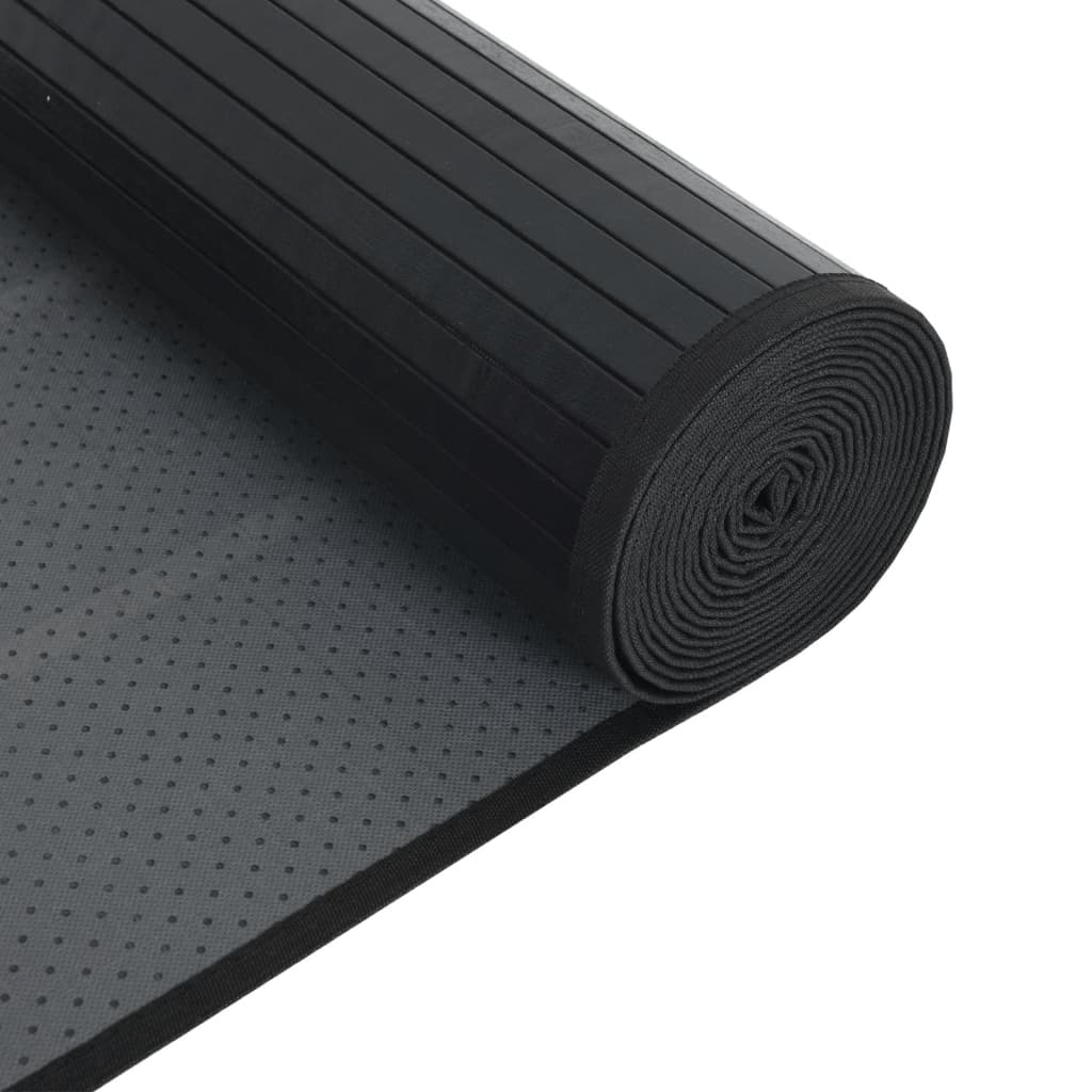 Teppich Rechteckig Schwarz 60x200 cm Bambus