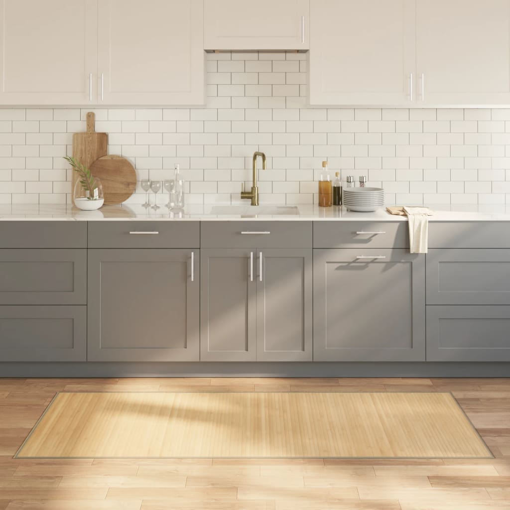 Teppich Rechteckig Hell Natur 80x200 cm Bambus