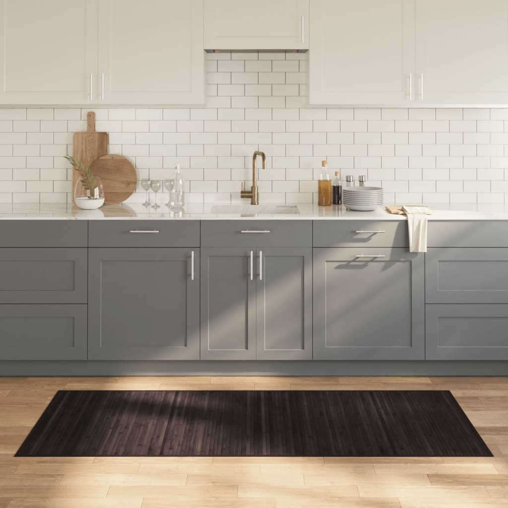 Teppich Rechteckig Dunkelbraun 80x200 cm Bambus