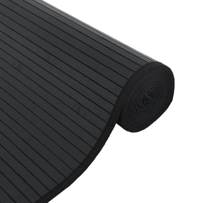 Teppich Quadratisch Schwarz 100x100 cm Bambus
