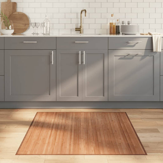 Teppich Quadratisch Natur 100x100 cm Bambus