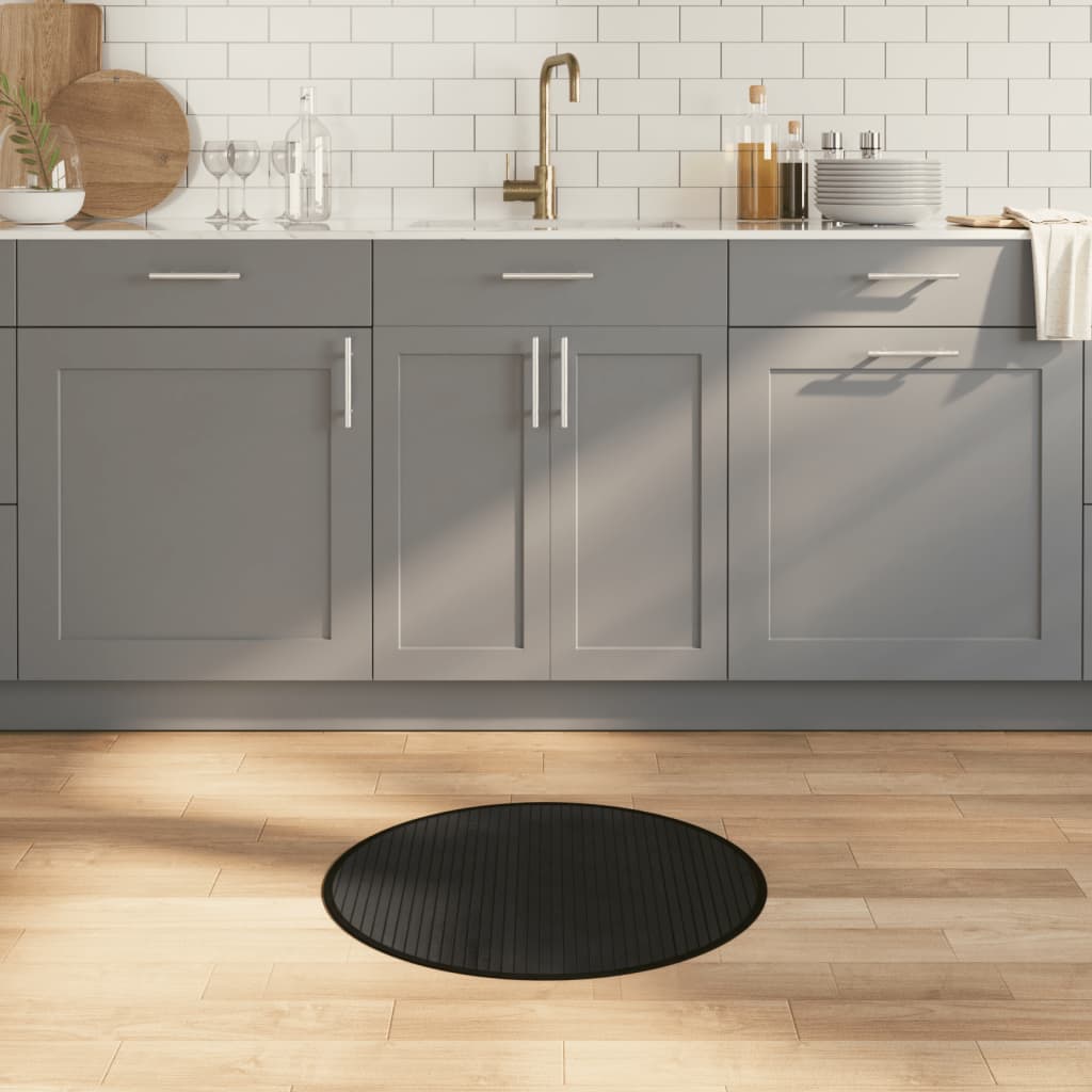 Teppich Rund Schwarz 60 cm Bambus