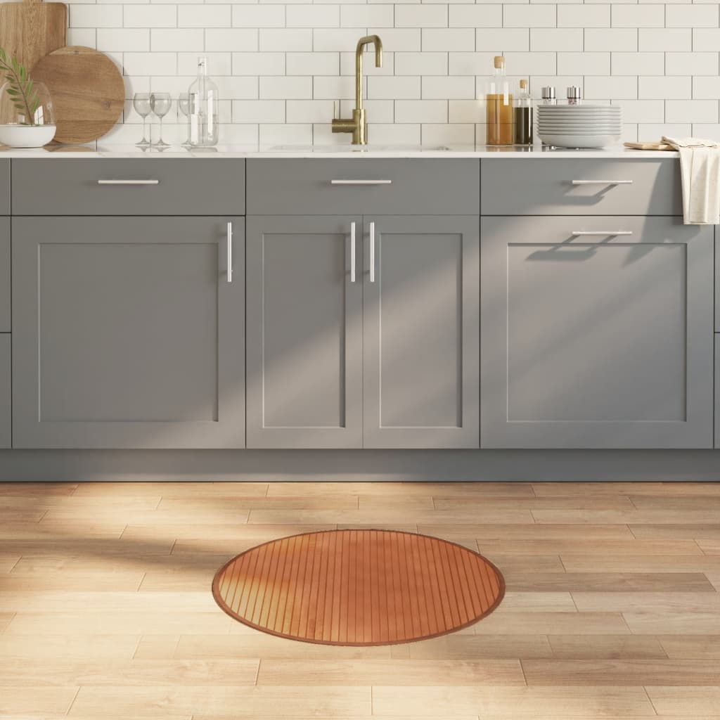 Teppich Rund Braun 60 cm Bambus