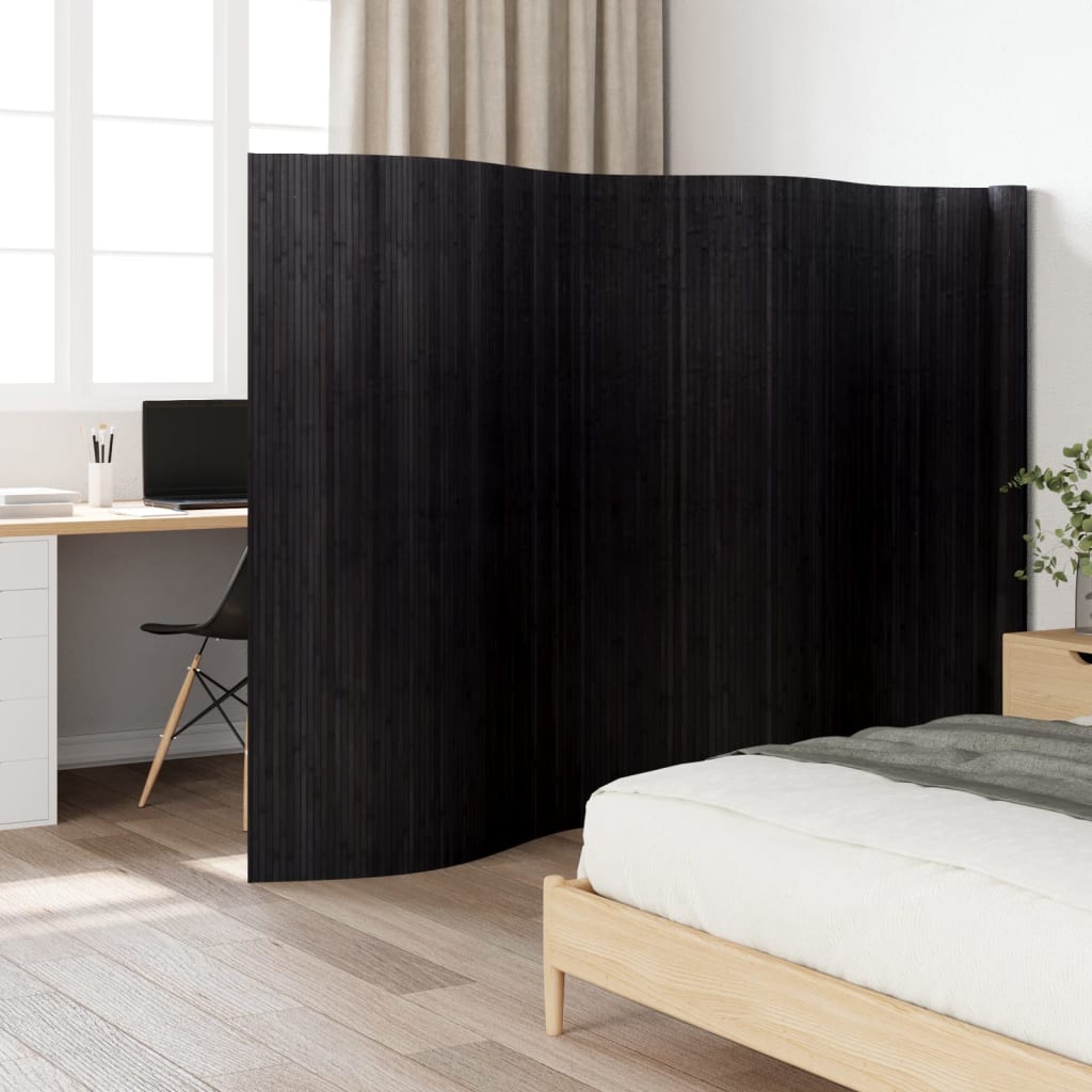 Paravent Schwarz Breite 600 cm Höhe 165 cm Bambus