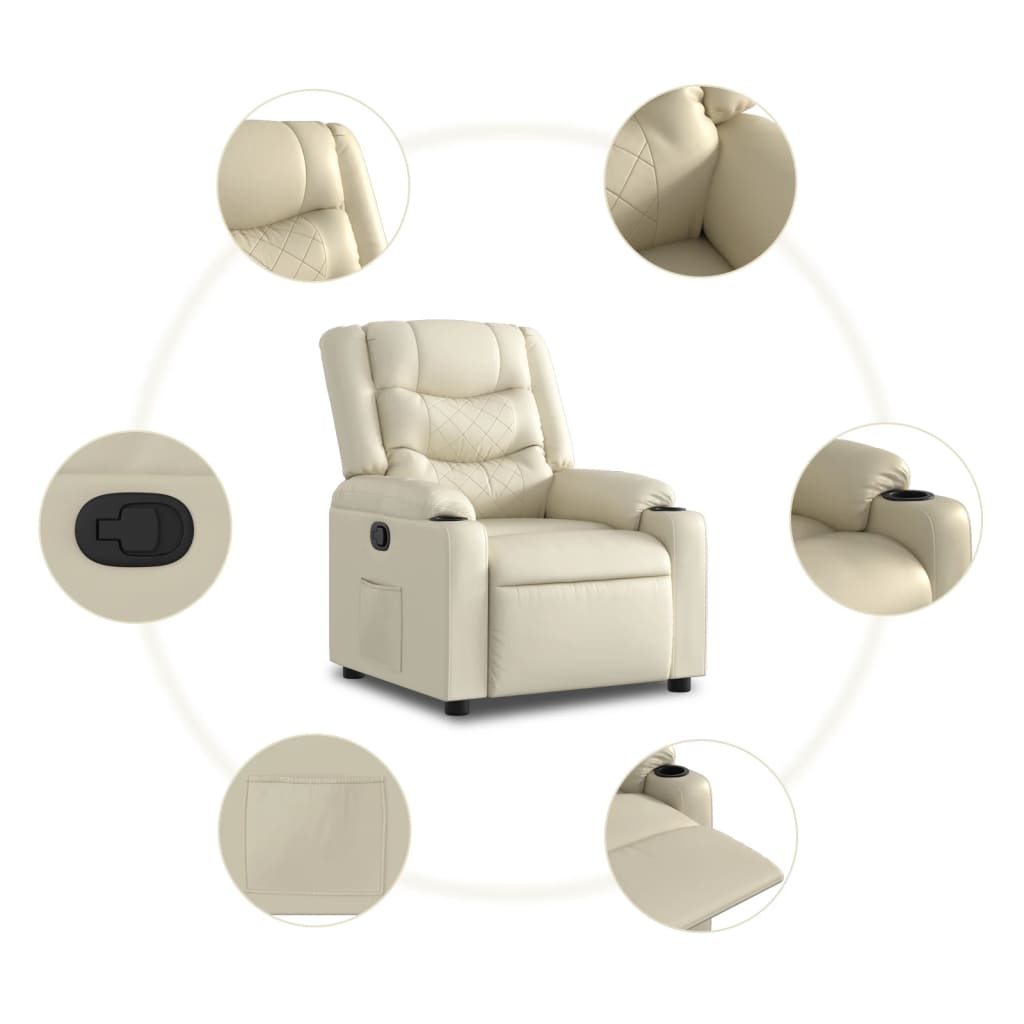 Fauteuil de relaxation simili cuir crème