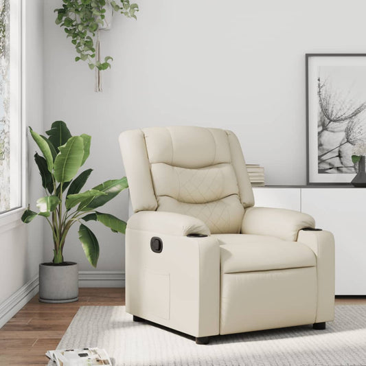Fauteuil de relaxation simili cuir crème