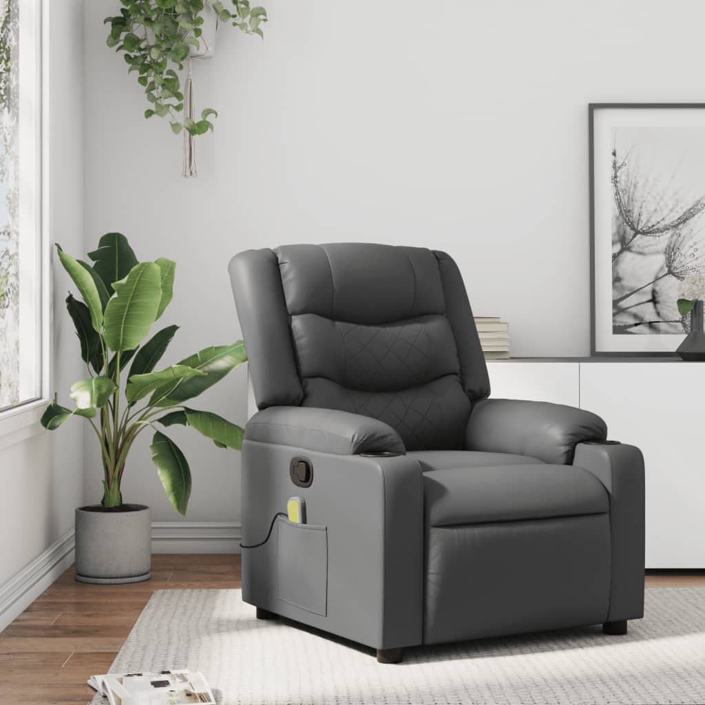 Fauteuil de massage simili cuir gris