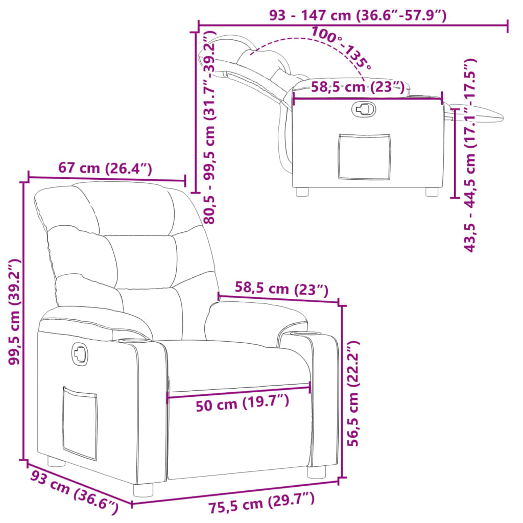 Fauteuil de relaxation simili cuir noir