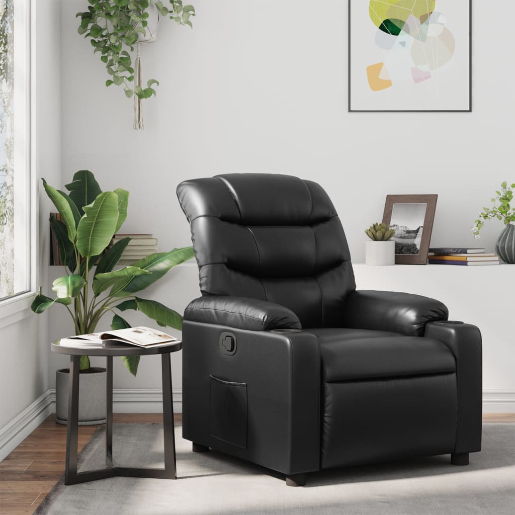 Fauteuil de relaxation simili cuir noir