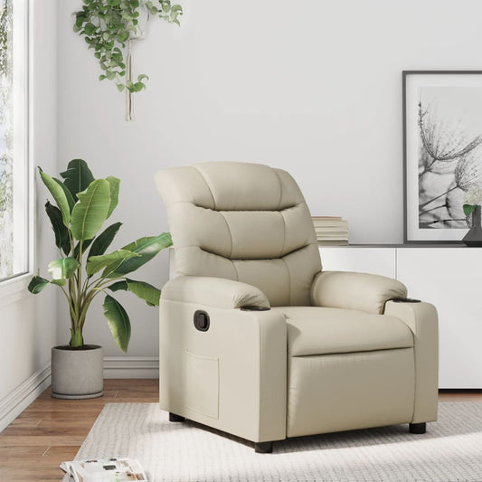Fauteuil de relaxation simili cuir crème