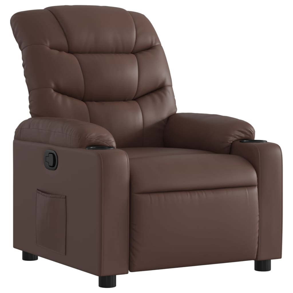 Fauteuil de relaxation simili cuir marron