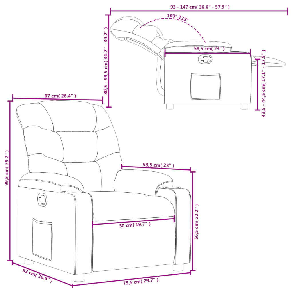 Fauteuil de relaxation simili cuir marron