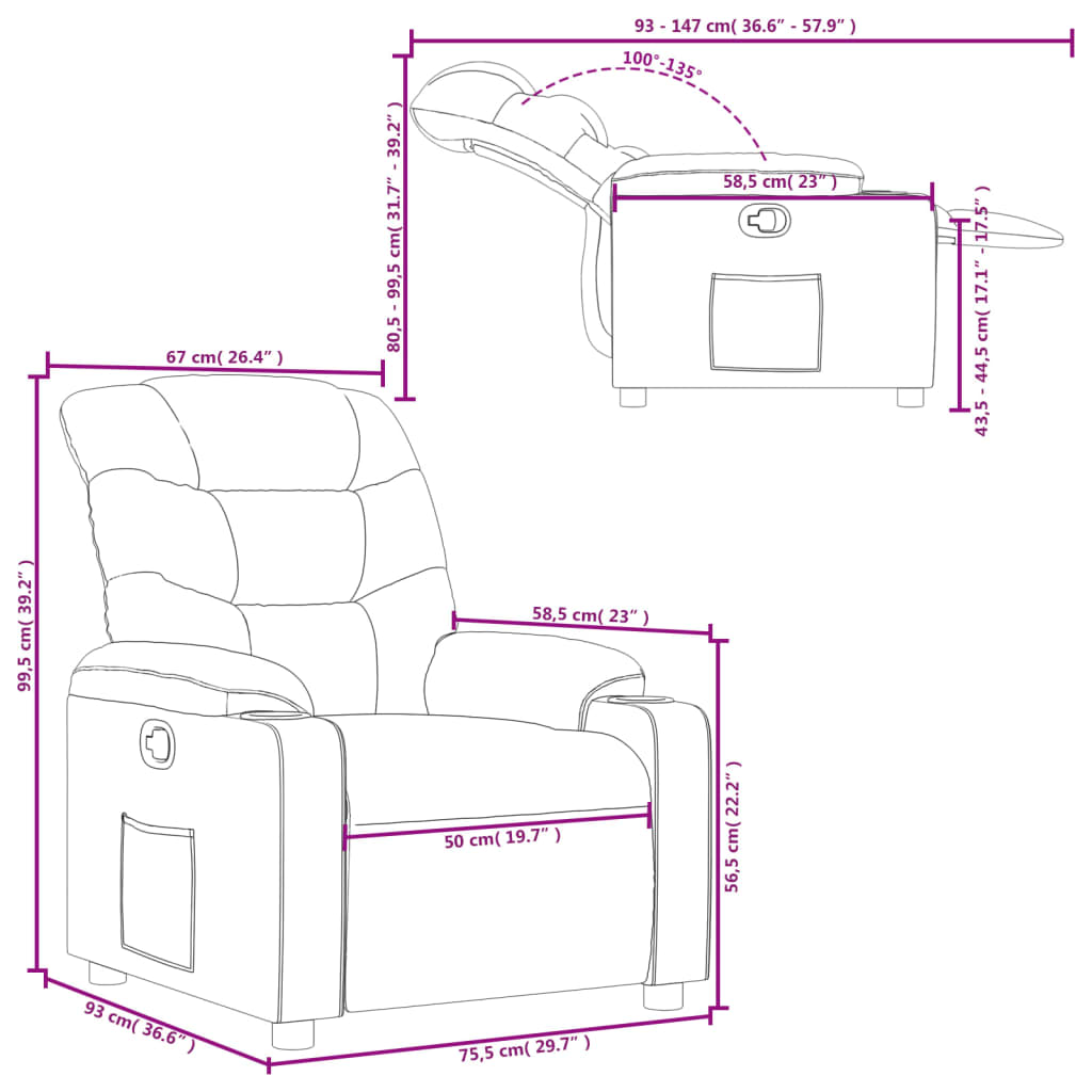 Fauteuil de relaxation simili cuir gris