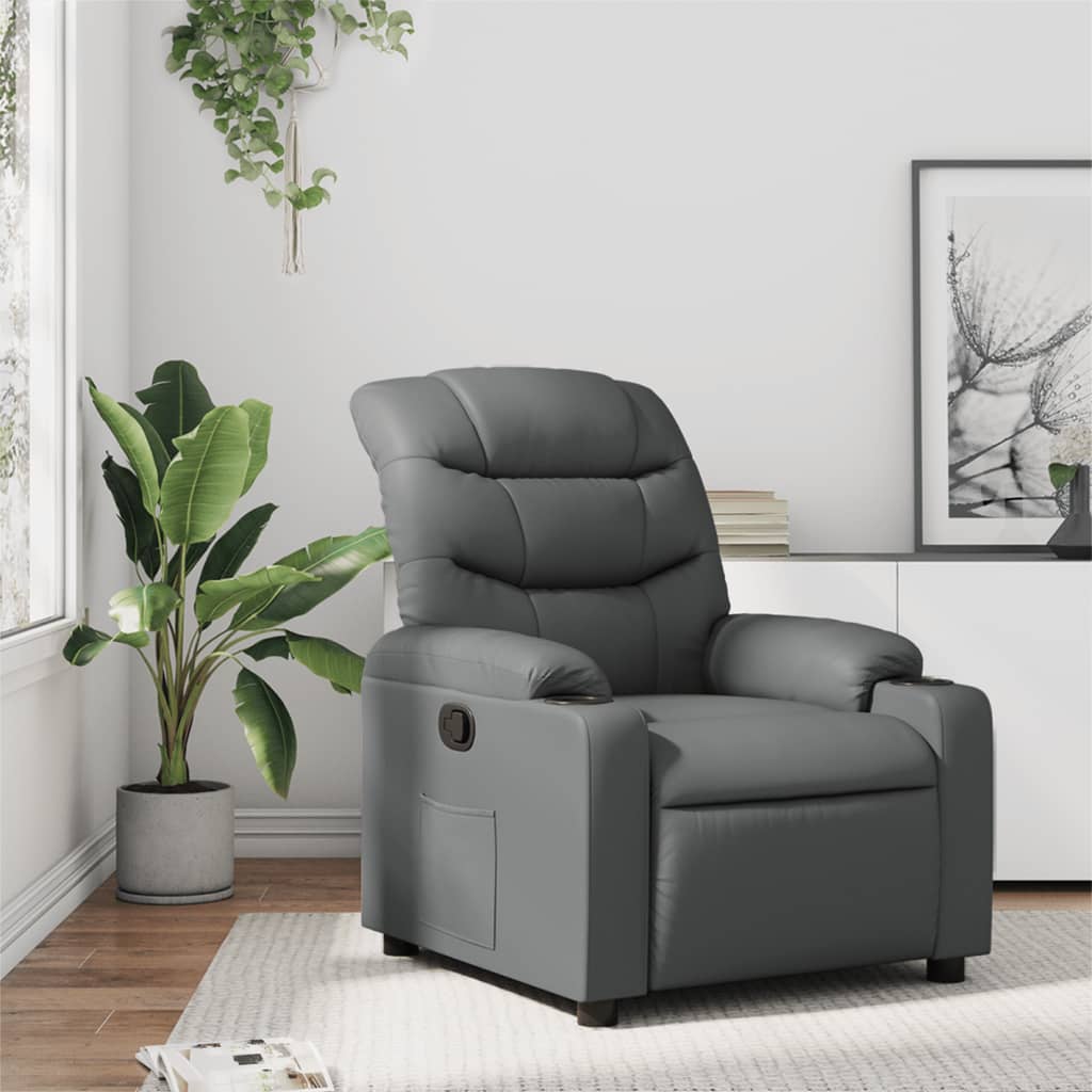 Fauteuil de relaxation simili cuir gris