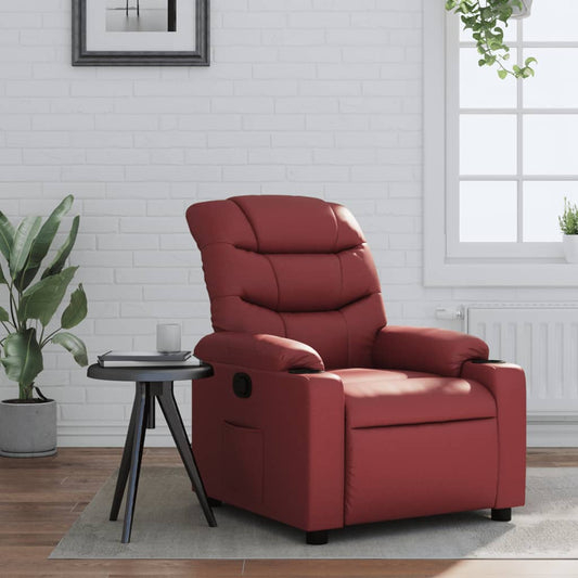 Fauteuil de relaxation simili cuir rouge vin