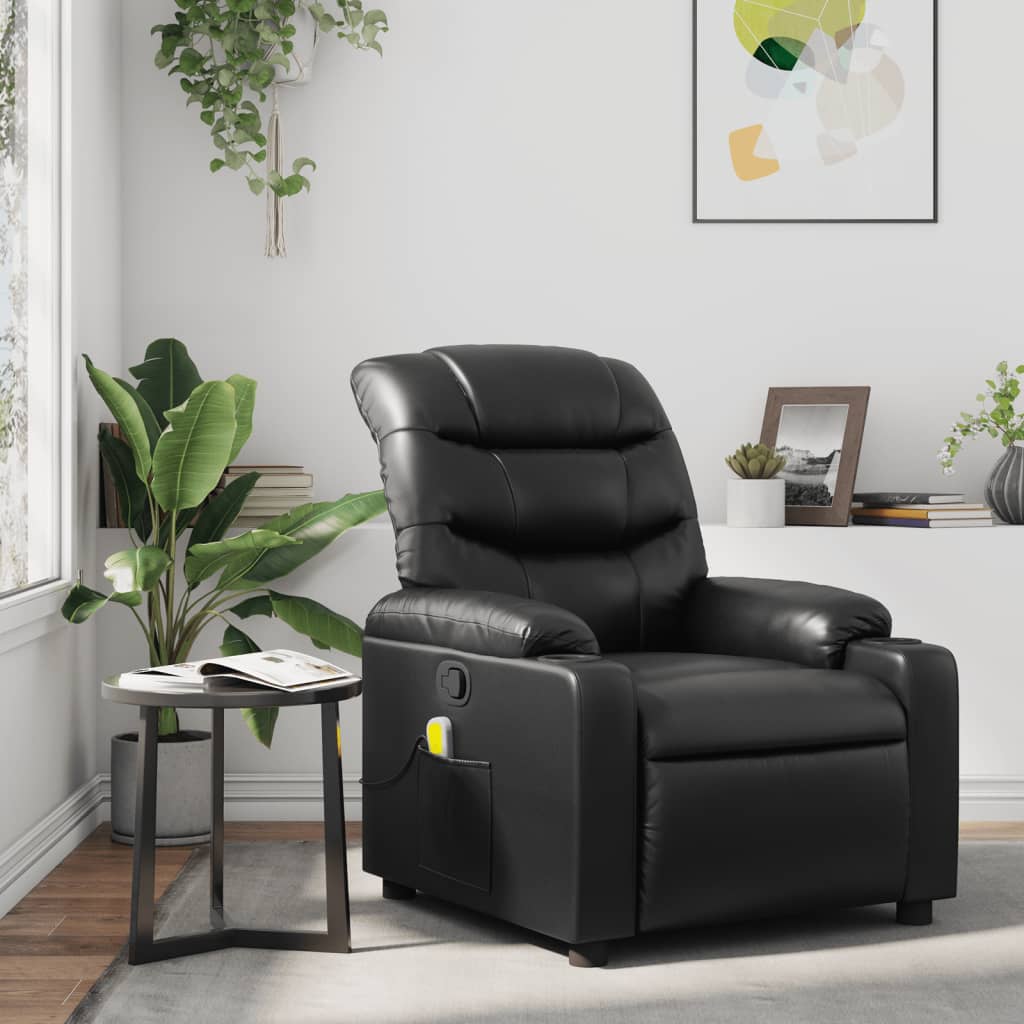 Fauteuil de massage simili cuir noir