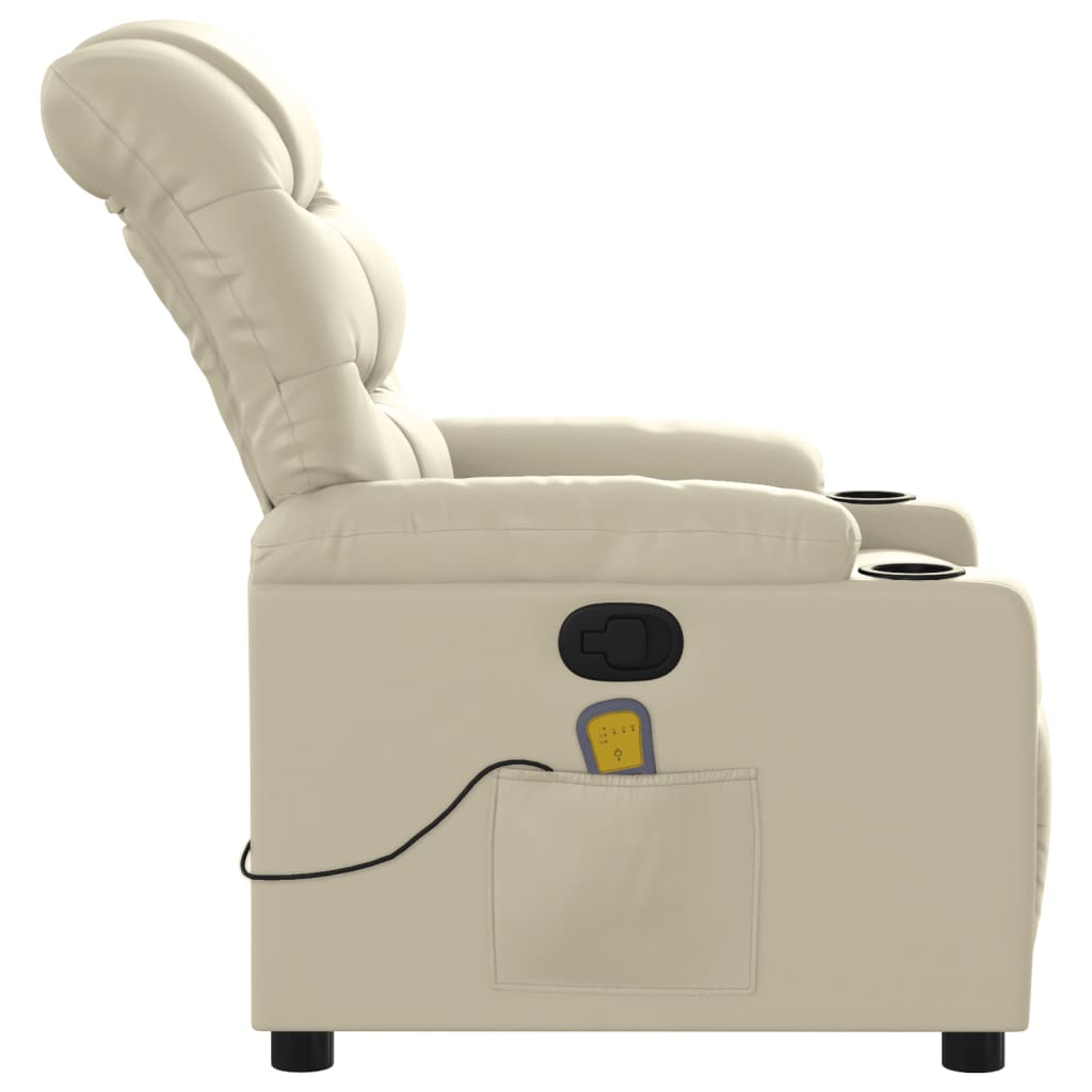 Fauteuil de massage simili cuir crème