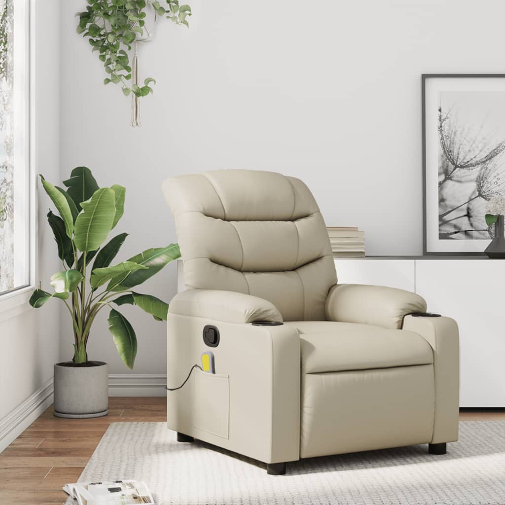 Fauteuil de massage simili cuir crème