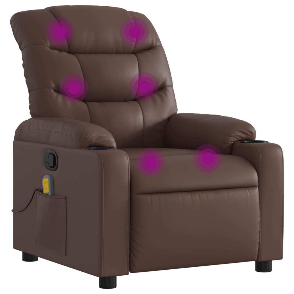 Fauteuil de massage simili cuir marron