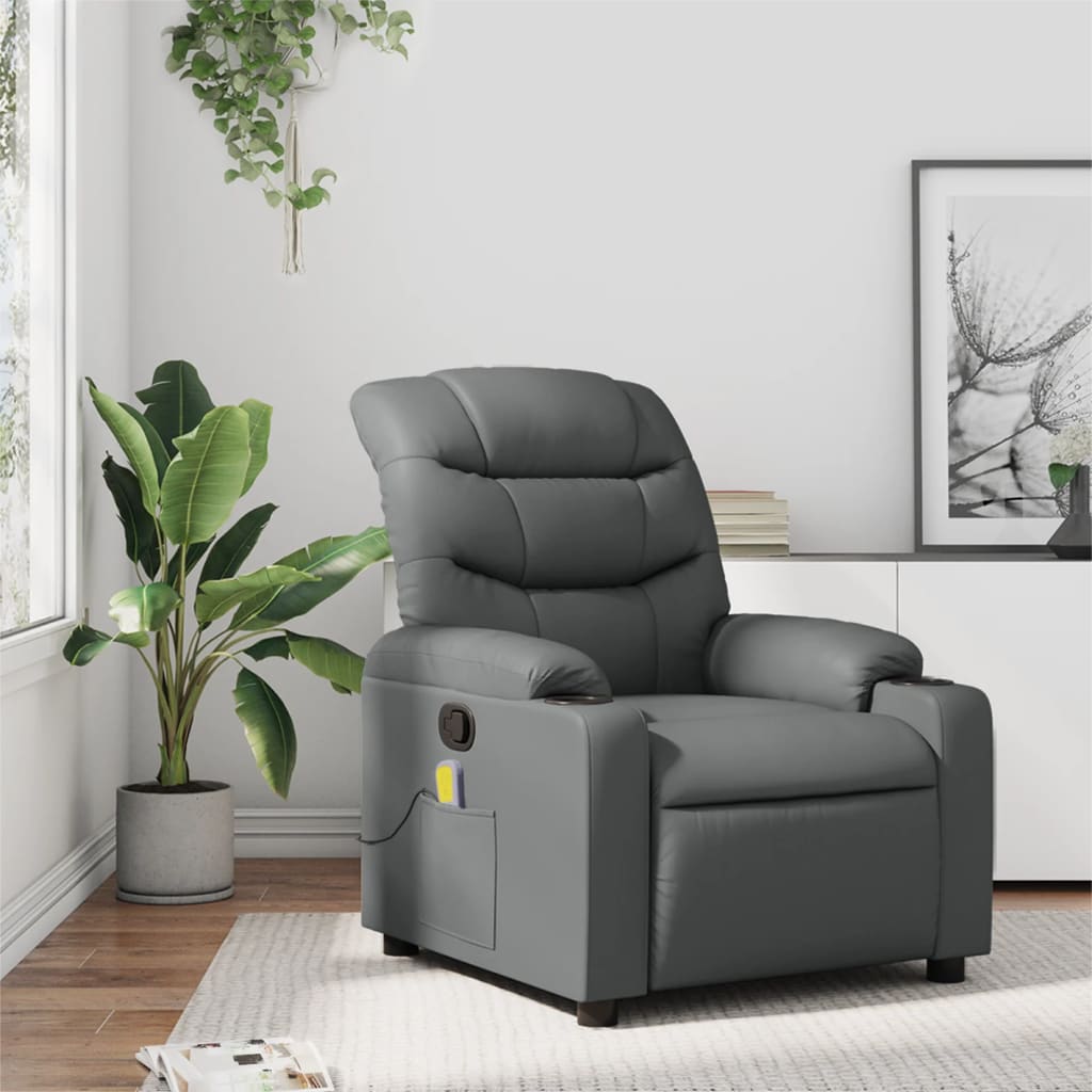 Fauteuil de massage simili cuir gris