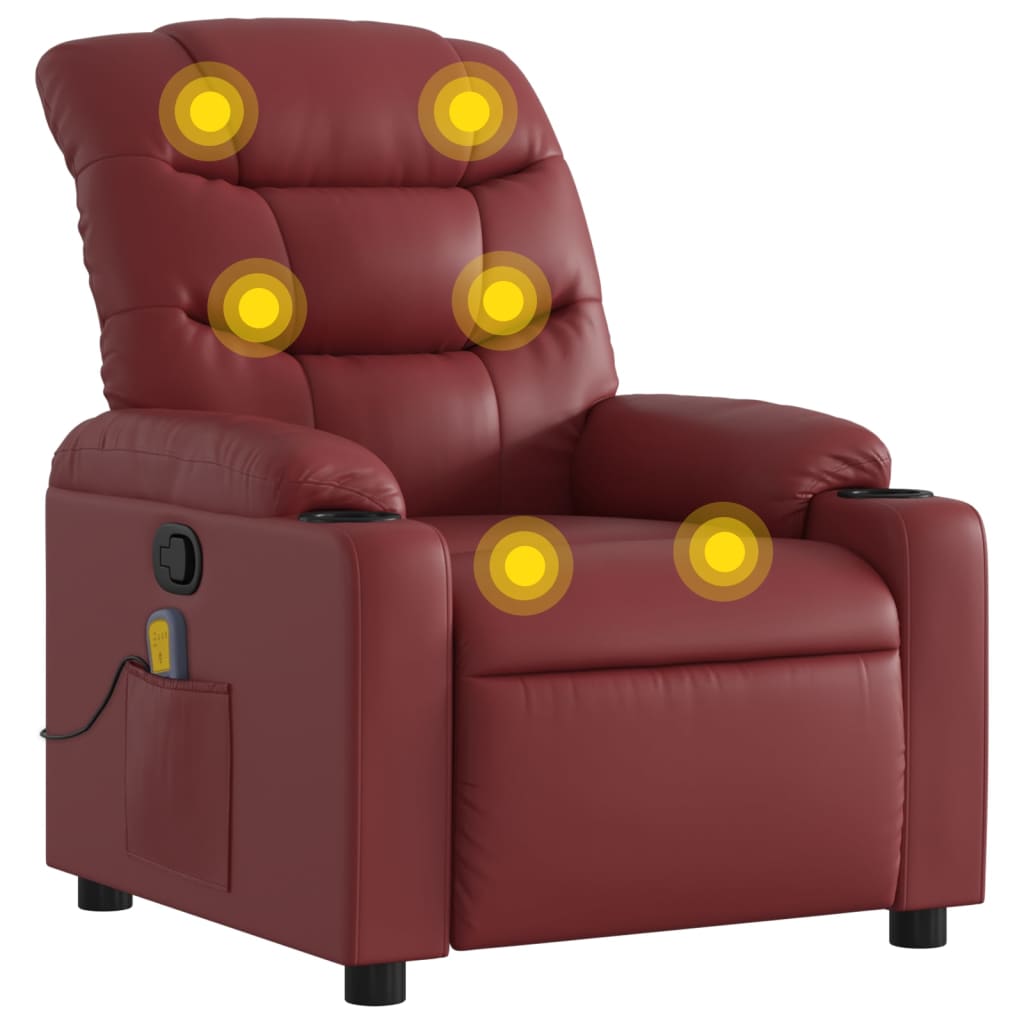 Fauteuil de massage simili cuir rouge vin