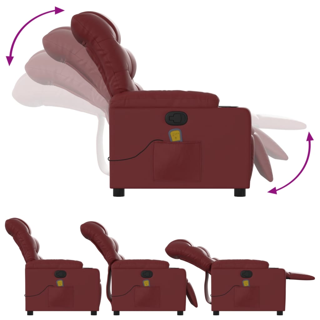 Fauteuil de massage simili cuir rouge vin