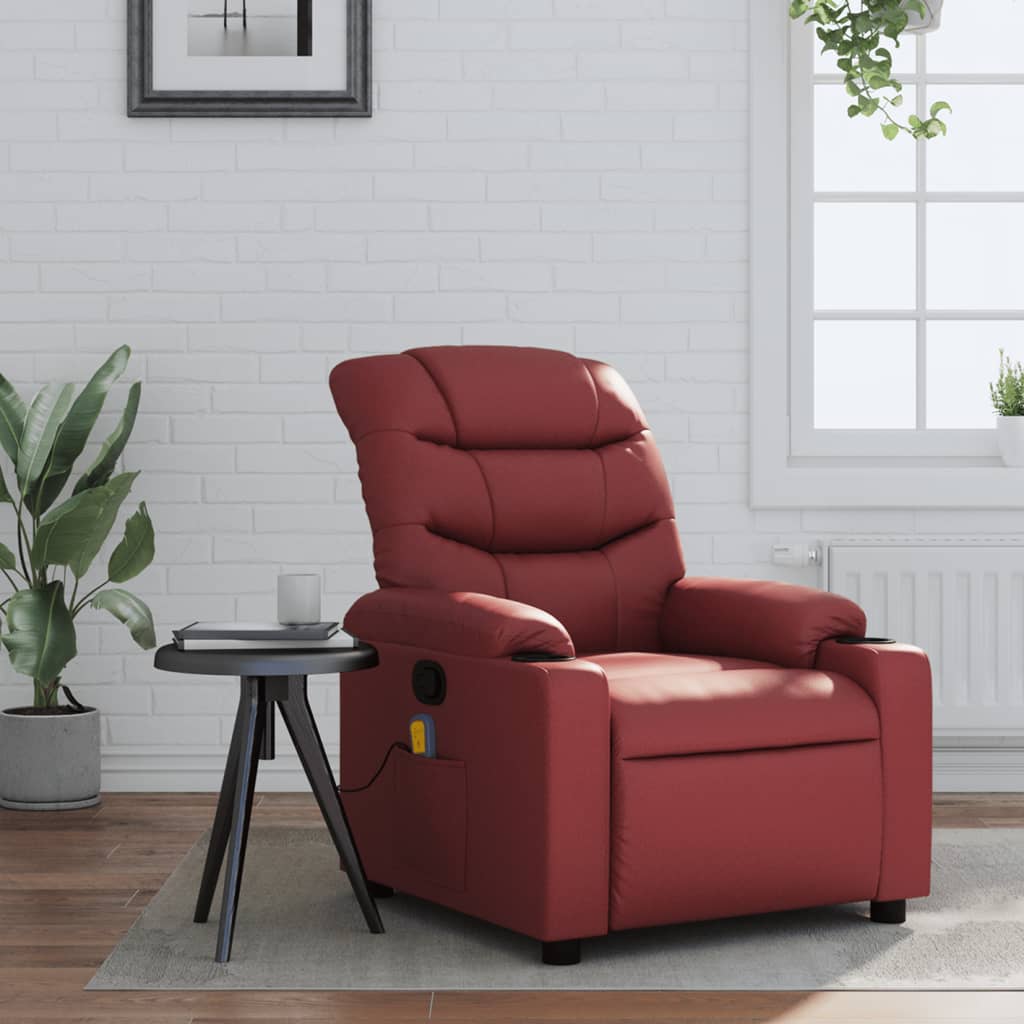 Fauteuil de massage simili cuir rouge vin