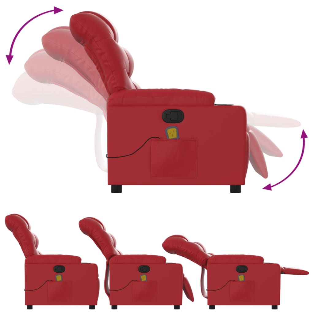 Fauteuil de massage simili cuir rouge