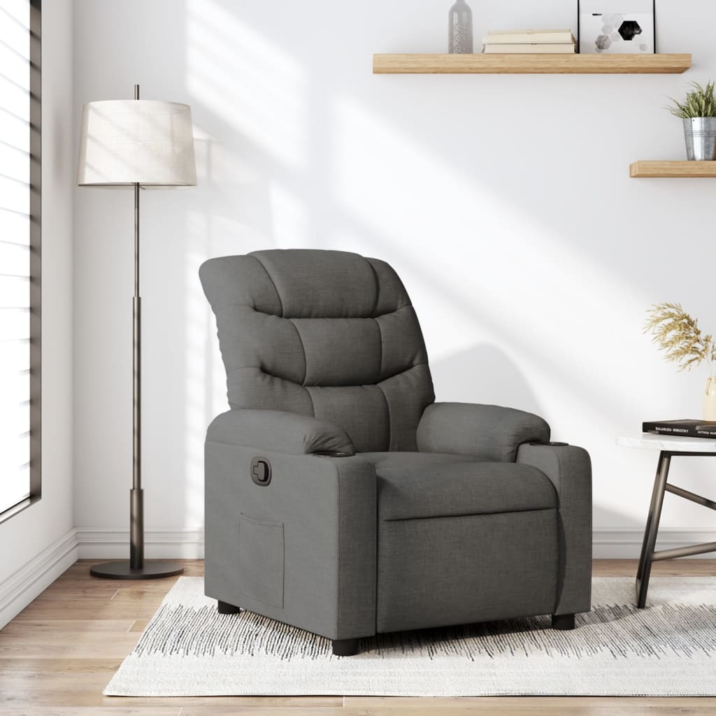 Fauteuil de relaxation tissu gris foncé