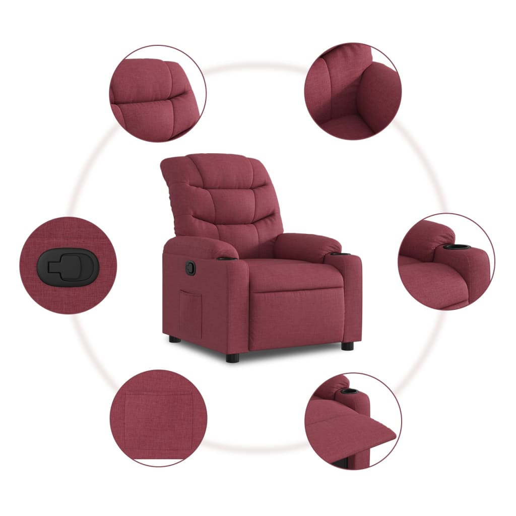 Fauteuil de relaxation tissu rouge vin