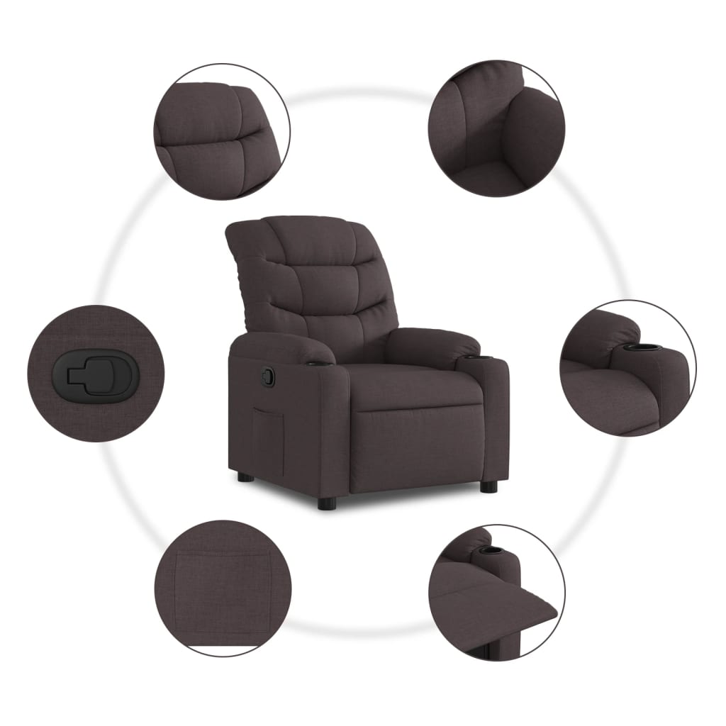 Fauteuil de relaxation tissu marron foncé